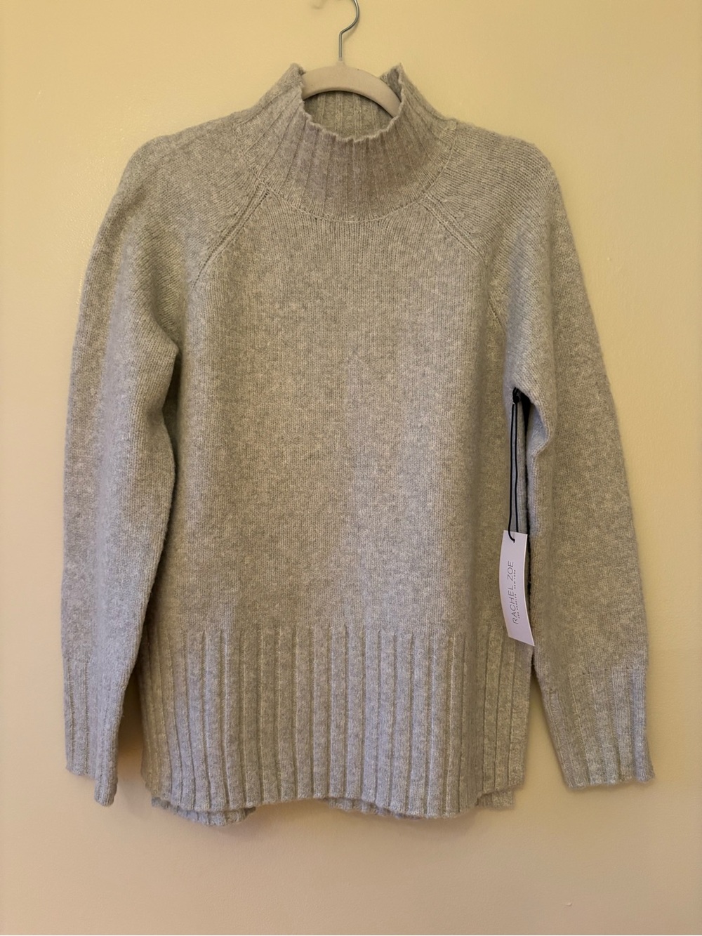 Rachel Zoe Heathered Light Gray Cowl Neck Sweater
